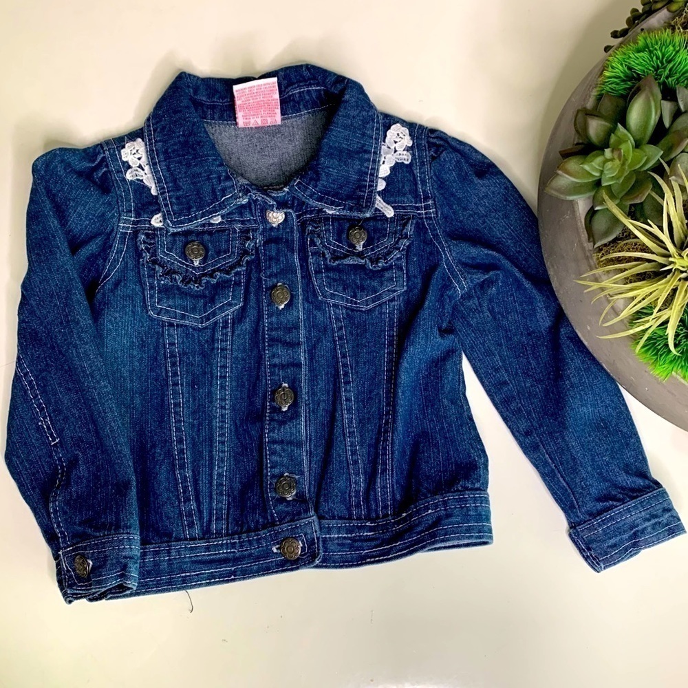 Denim and lace girls casual jacket 4 toddler